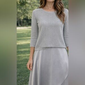 Donna Karan Shimmering Silver A-Line Skirt